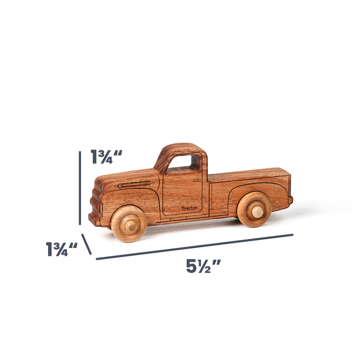 Montessori Educational 5.5" Natural Wooden Pickup Truck for Toddlers 1–3 | Eco-Friendly Mahogany Wood Toy | Made in the USA 🇺🇸