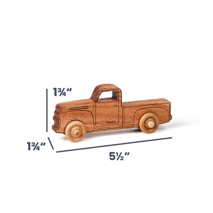 Montessori Educational 5.5" Natural Wooden Pickup Truck for Toddlers 1–3 | Eco-Friendly Mahogany Wood Toy | Made in the USA 🇺🇸