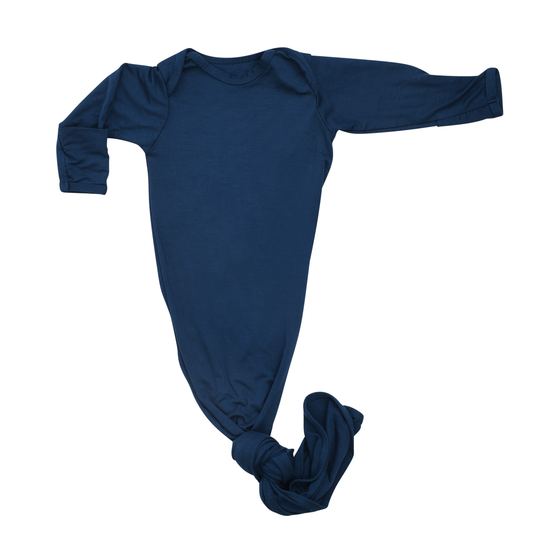 Navy Blue Knotted Newborn Baby Gown