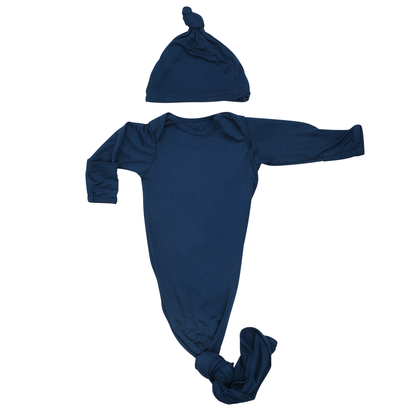 Navy Blue Knotted Newborn Baby Gown