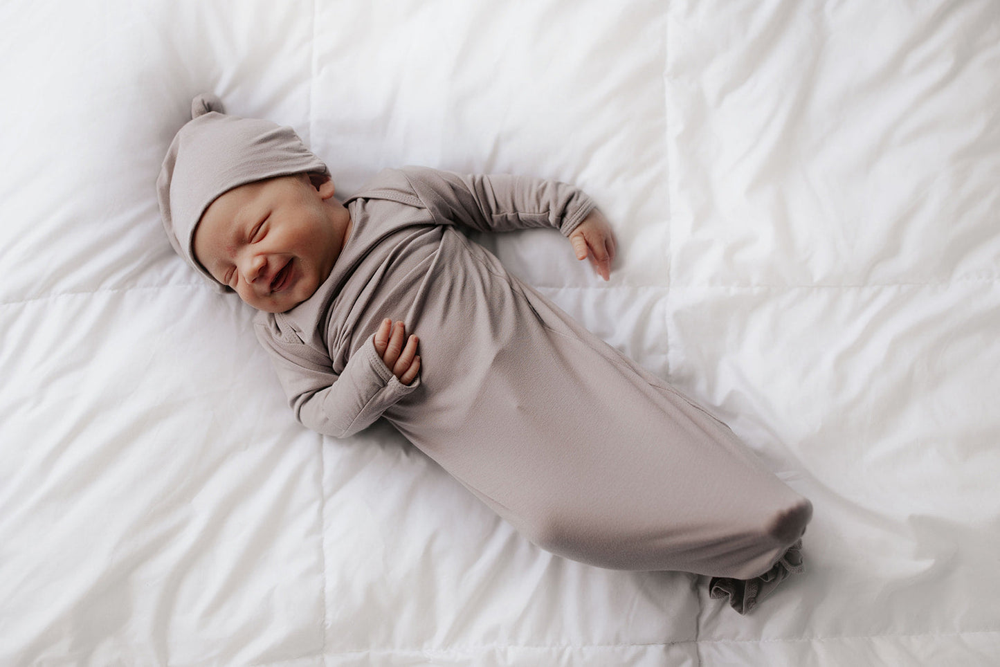 Harbor Mist Neutral Knotted Newborn Baby Gown