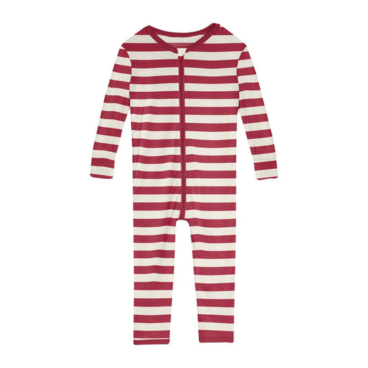 Print Convertible Sleeper with Zipper in Classic Candy Cane Stripe
