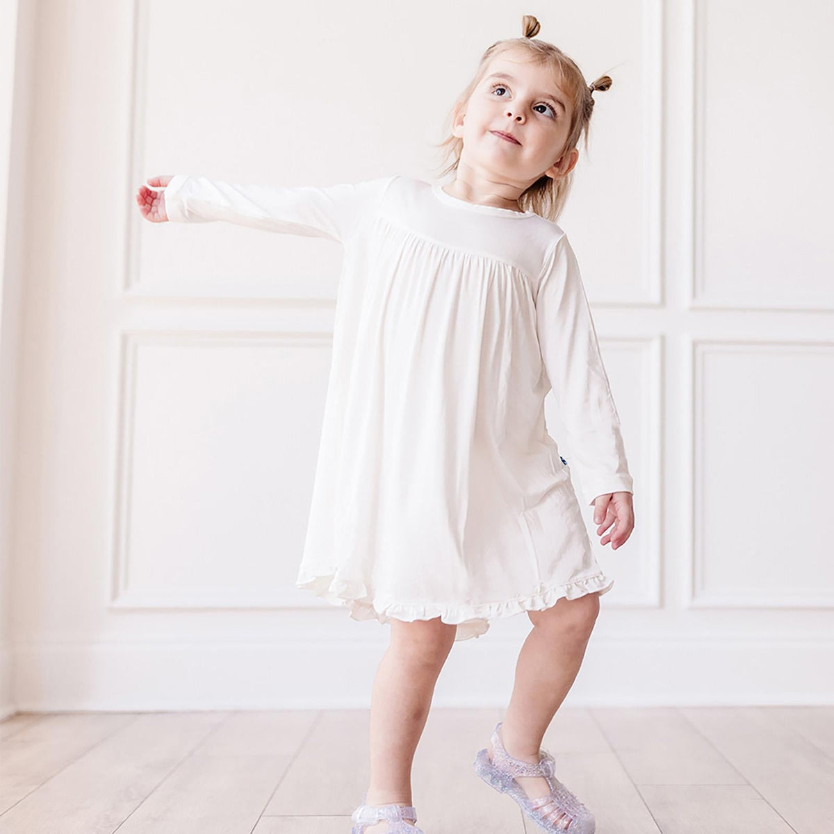 Long Sleeve Swing Dress in Natural