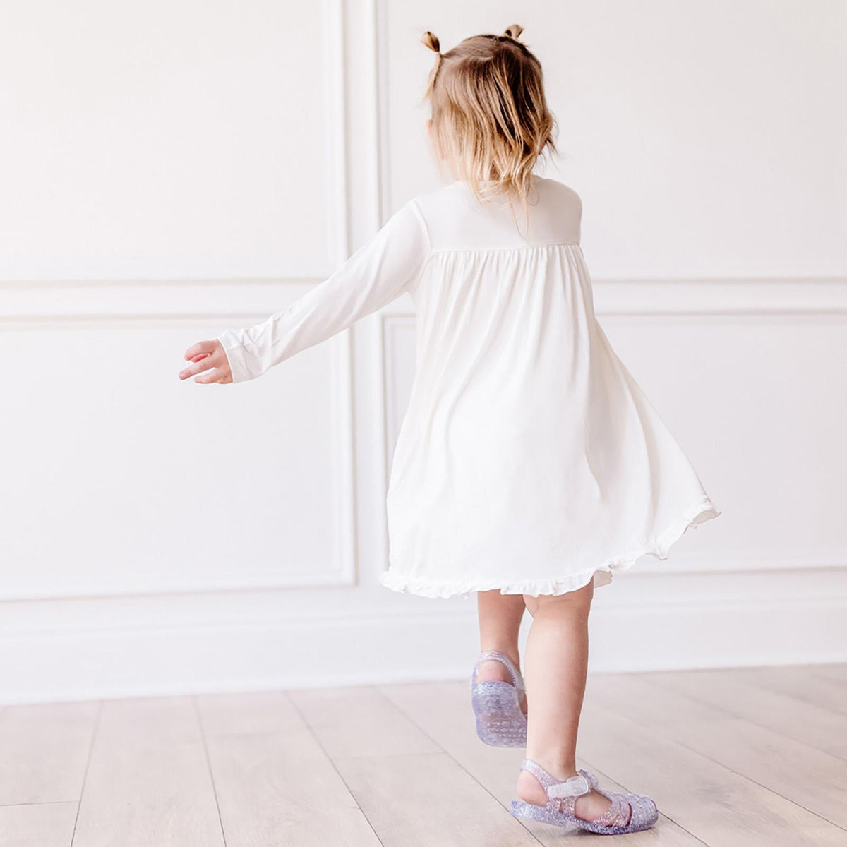 Long Sleeve Swing Dress in Natural