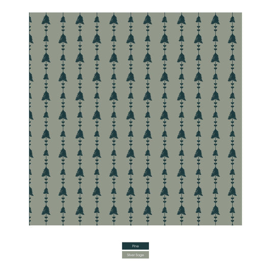 Print Leggings in Silver Sage Trees & Hearts