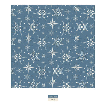 Print Long Sleeve Polo in Parisian Blue Snowflakes