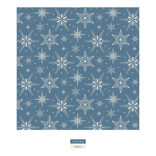 Print Long Sleeve Polo in Parisian Blue Snowflakes