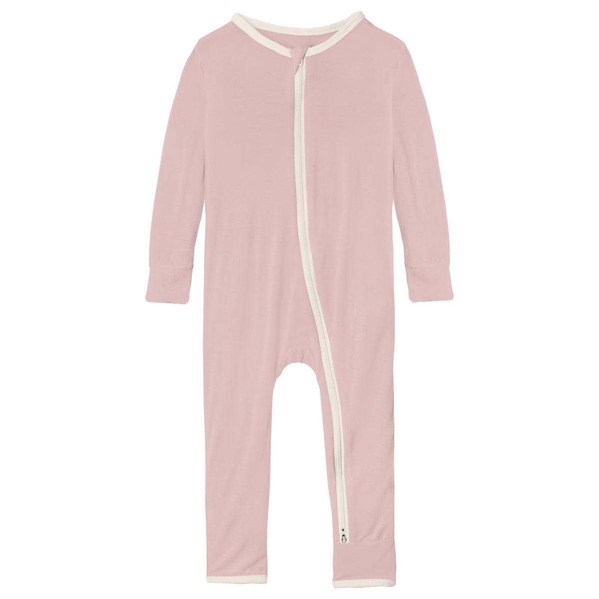 Coverall with 2 Way Zipper in Baby Rose with Natural