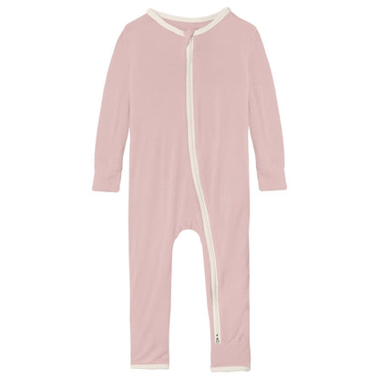 Coverall with 2 Way Zipper in Baby Rose with Natural
