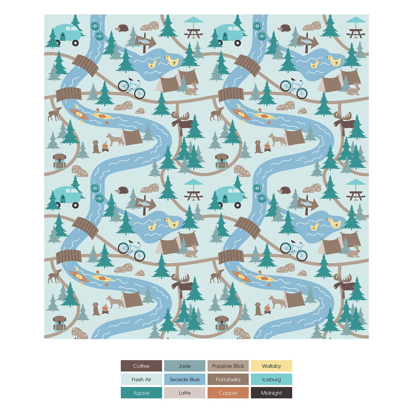 Print Coverall with 2 Way Zipper in Fresh Air Campground Map