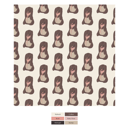 Print Bandana Bib in Natural Velveteen Rabbit