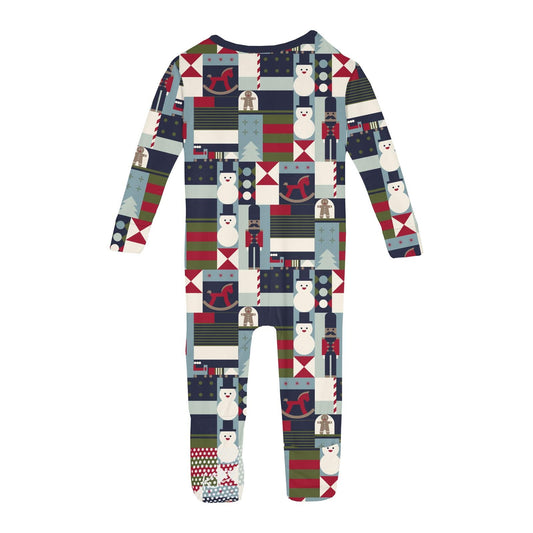 Print Convertible Coverall in Peacoat Mod Christmas