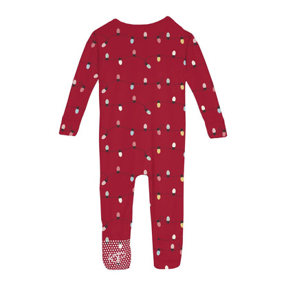 Print Convertible Coverall in Crimson Holiday Lights
