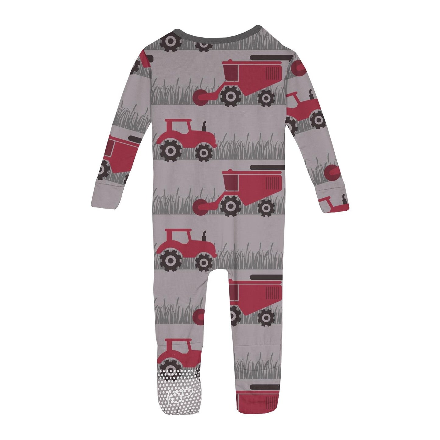 Print Convertible Sleeper with Zipper in Feather Tractors and Wheat