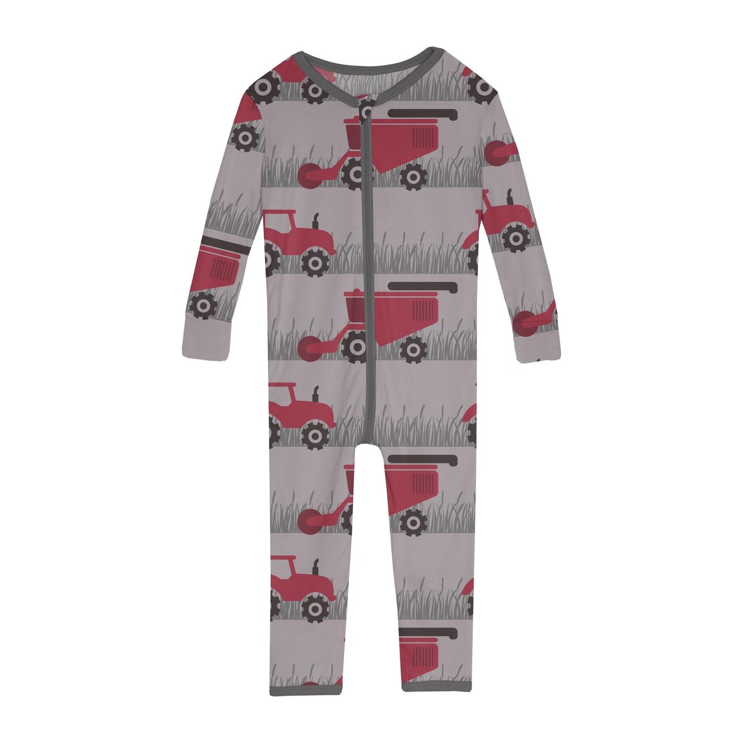 Print Convertible Sleeper with Zipper in Feather Tractors and Wheat