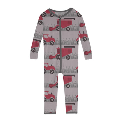 Print Convertible Sleeper with Zipper in Feather Tractors and Wheat