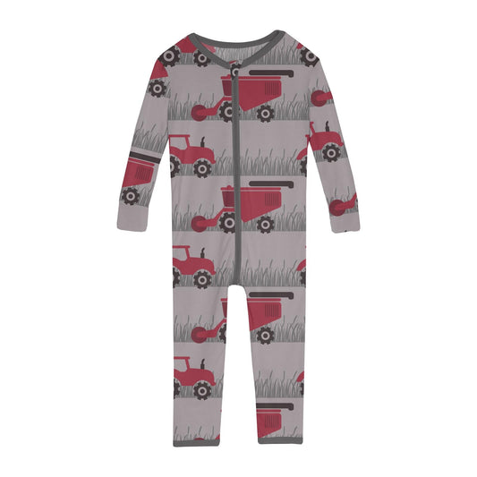 Print Convertible Sleeper with Zipper in Feather Tractors and Wheat