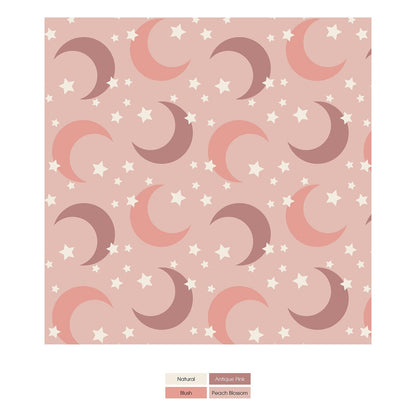 Print Convertible Sleeper with Zipper in Peach Blossom Moon and Stars