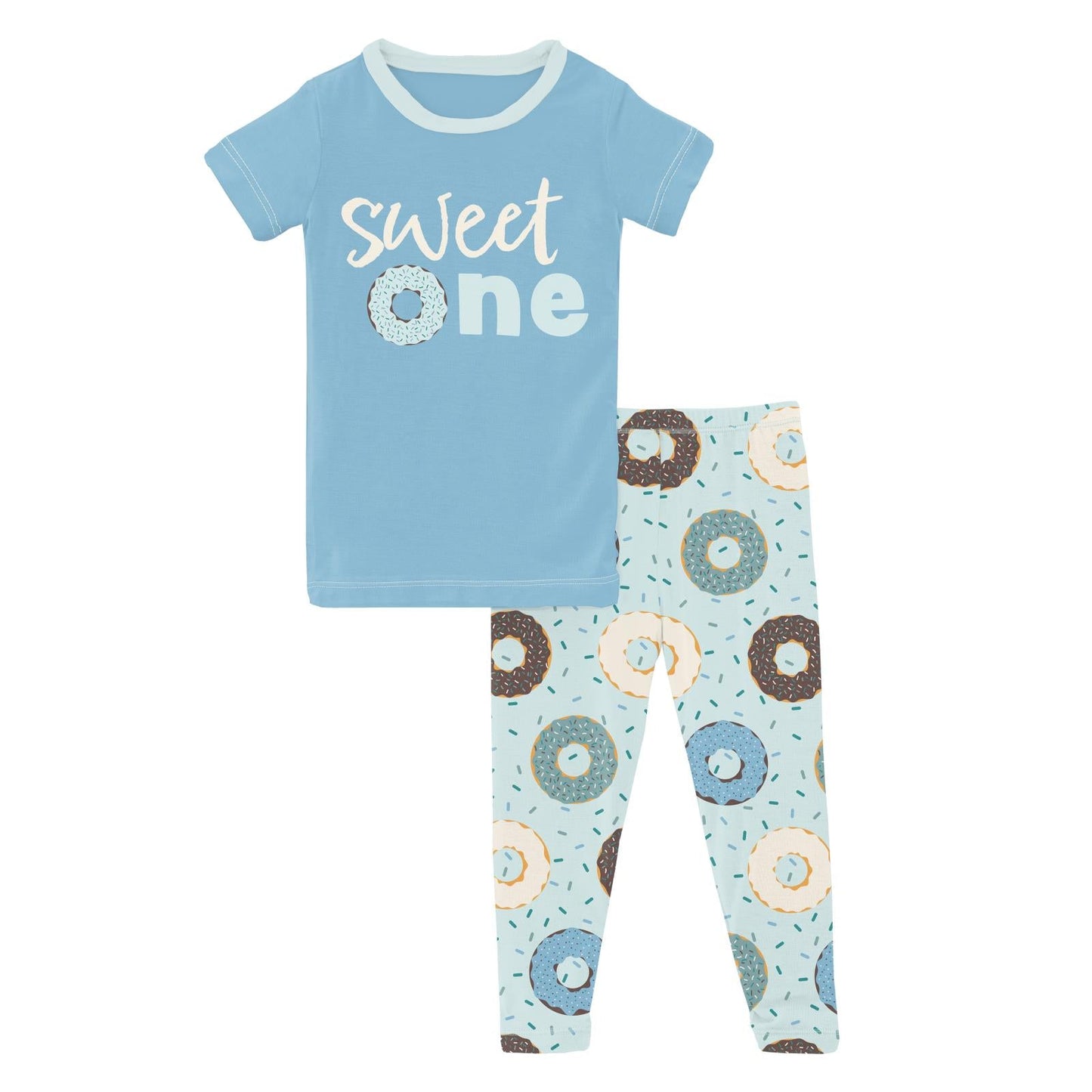 Short Sleeve Graphic Tee Pajama Set in Fresh Air Donuts and Sprinkles