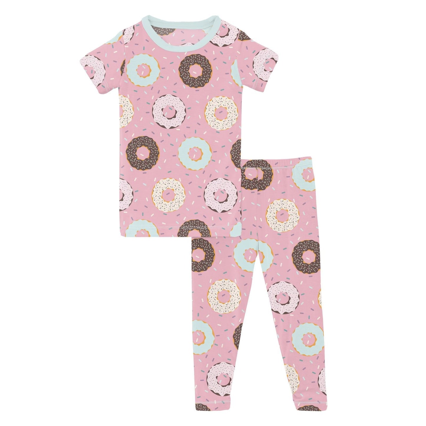 Print Short Sleeve Pajama Set in Cake Pop Donuts and Sprinkles