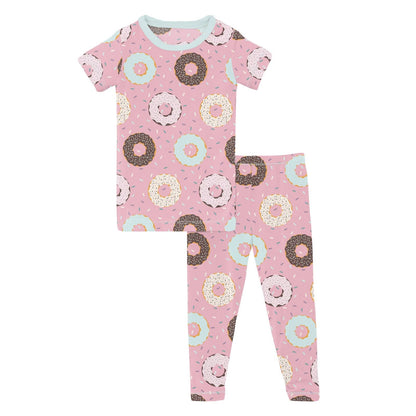 Print Short Sleeve Pajama Set in Cake Pop Donuts and Sprinkles