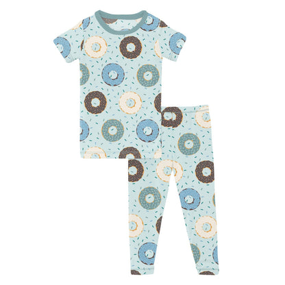 Print Short Sleeve Pajama Set in Fresh Air Donuts and Sprinkles