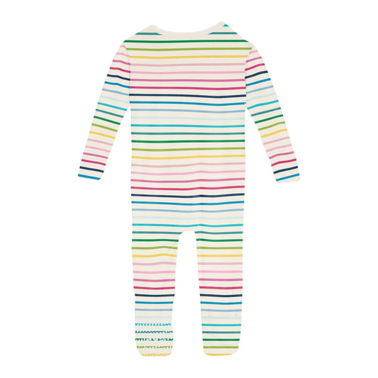 Print Convertible Sleeper with Zipper in Happy Stripe