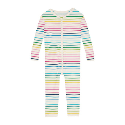 Print Convertible Sleeper with Zipper in Happy Stripe