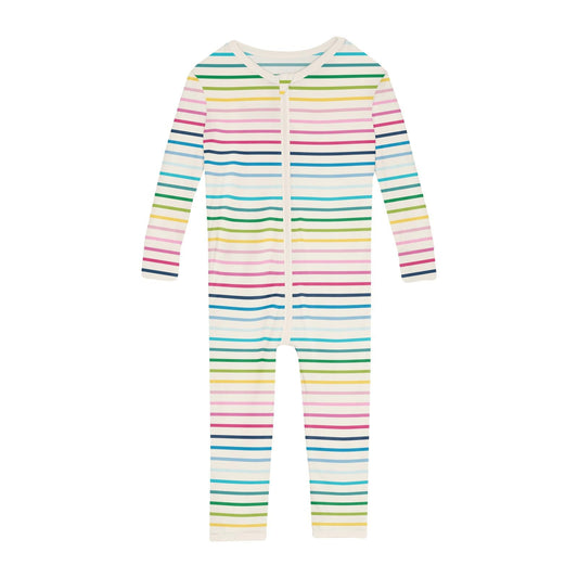 Print Convertible Sleeper with Zipper in Happy Stripe