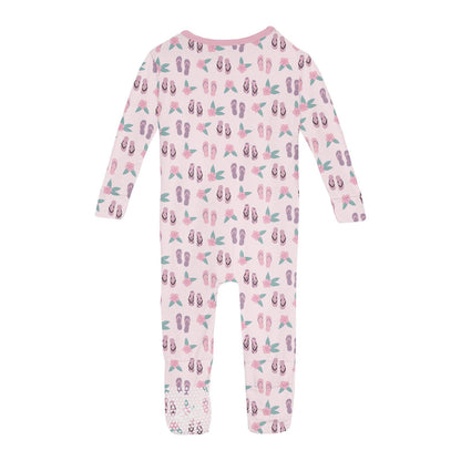 Print Convertible Sleeper with Zipper in Shrinking Violet Flip Flops and Flowers