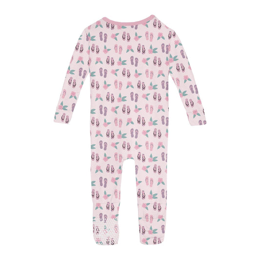 Print Convertible Sleeper with Zipper in Shrinking Violet Flip Flops and Flowers