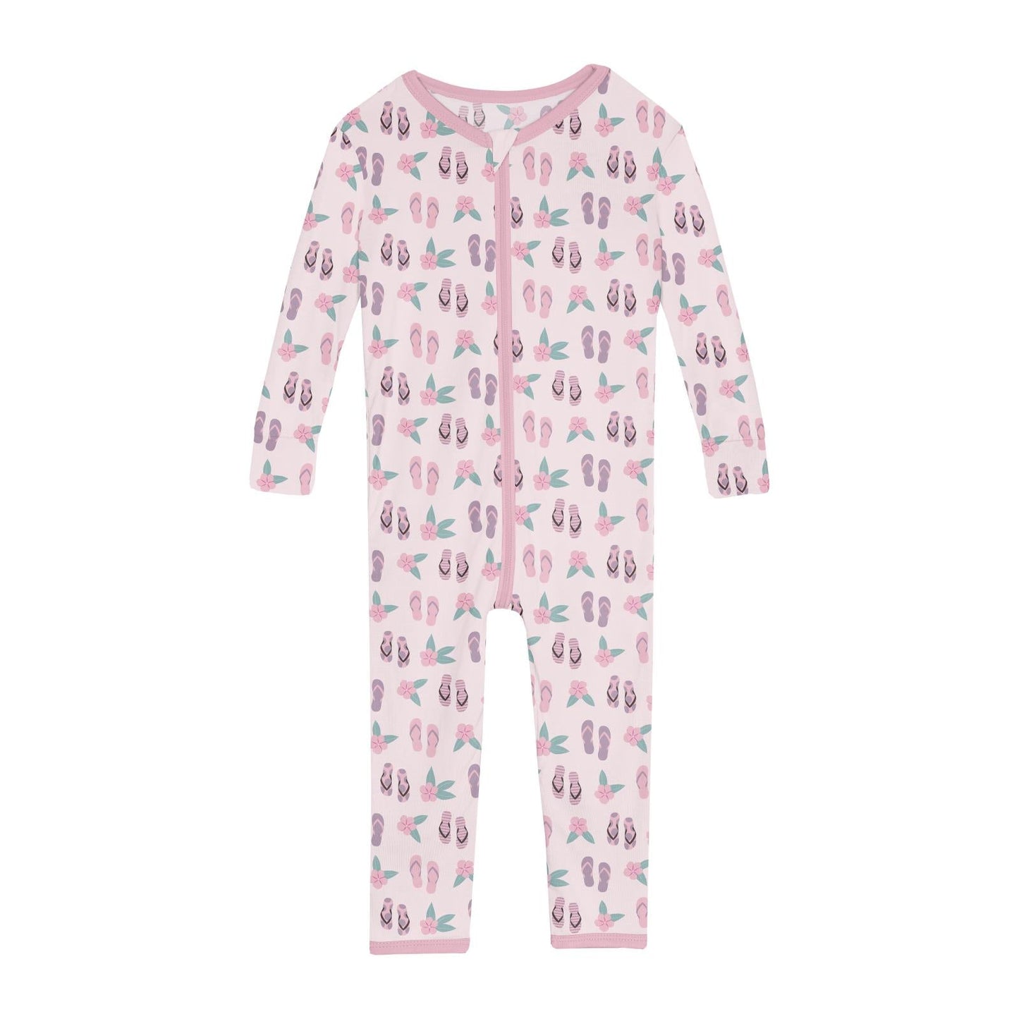 Print Convertible Sleeper with Zipper in Shrinking Violet Flip Flops and Flowers