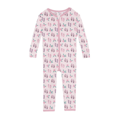 Print Convertible Sleeper with Zipper in Shrinking Violet Flip Flops and Flowers
