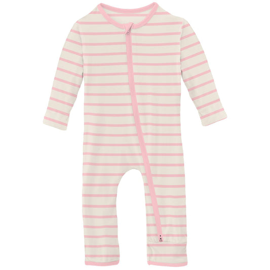 Print Coverall with 2 Way Zipper in Lotus Sweet Stripe