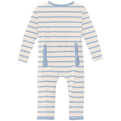 Print Coverall with 2 Way Zipper in Pond Sweet Stripe
