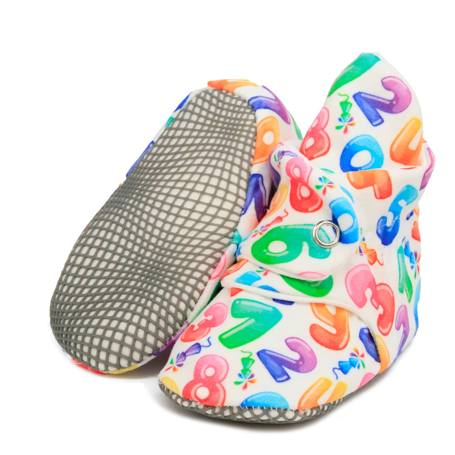 Organic Cotton Baby Booties, Non-Slip Sole, Cotton Newborn Booties Home Nursery Shoes, Numbers