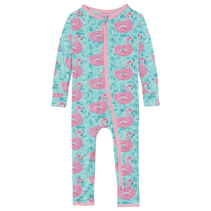 Print Coverall with 2 Way Zipper in Pool Party