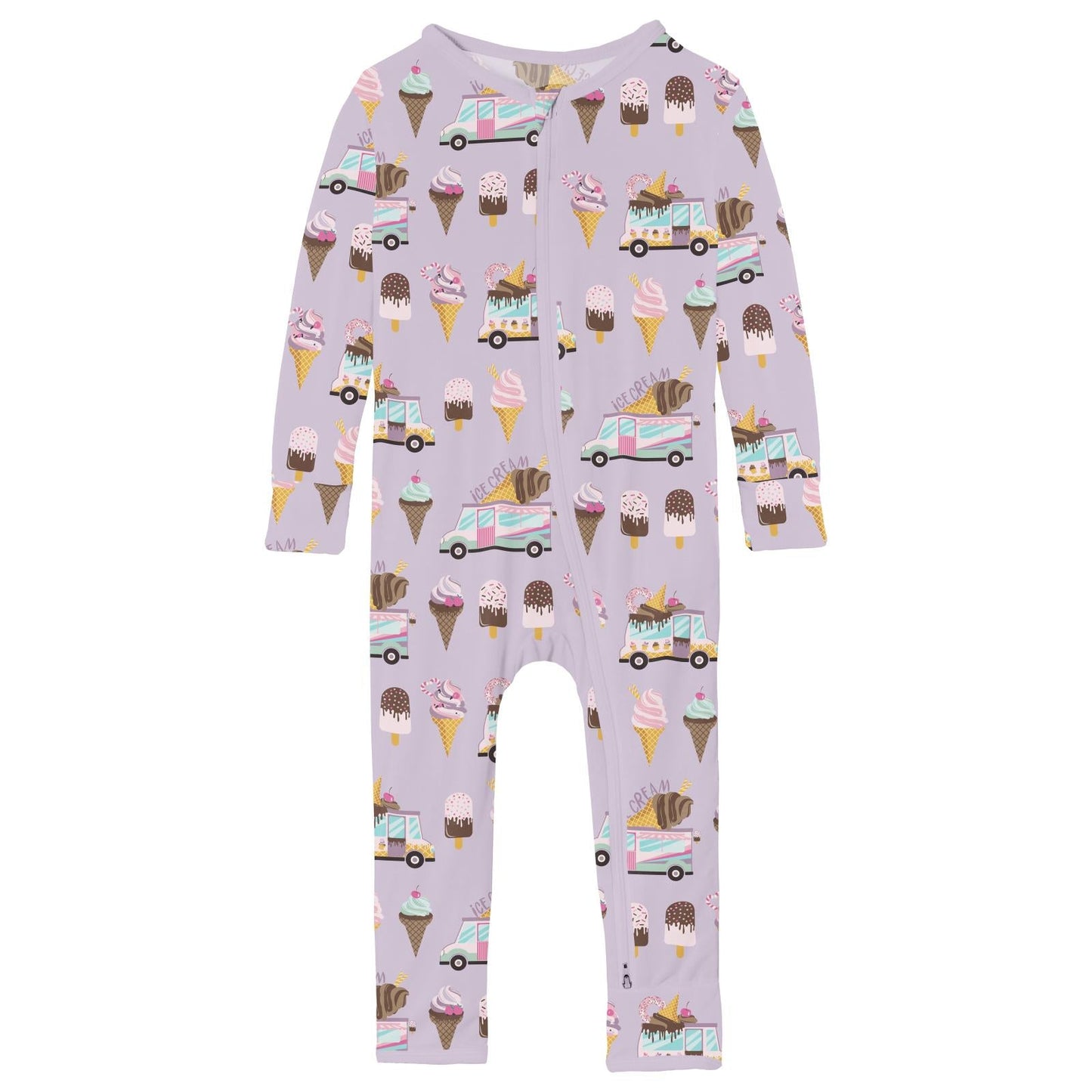 Print Coverall with 2 Way Zipper in Thistle Ice Cream Truck
