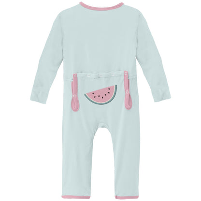 Applique Coverall with 2 Way Zipper in Fresh Air Watermelon