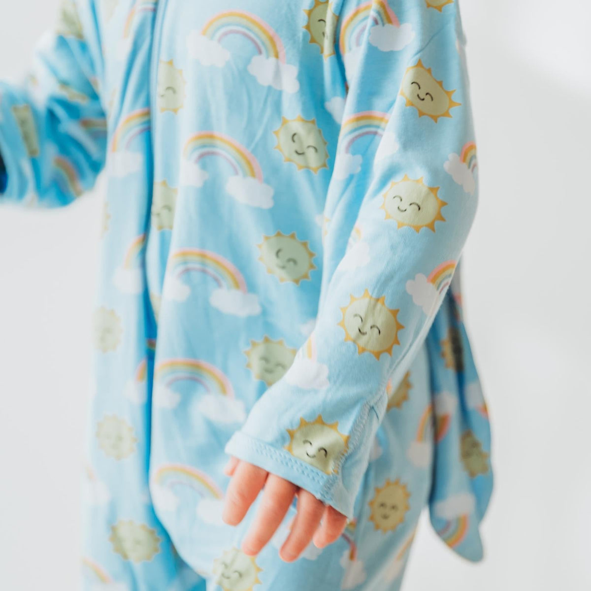 Print Bunny Romper in Sunshine and Rainbows