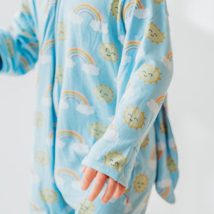 Print Bunny Romper in Sunshine and Rainbows