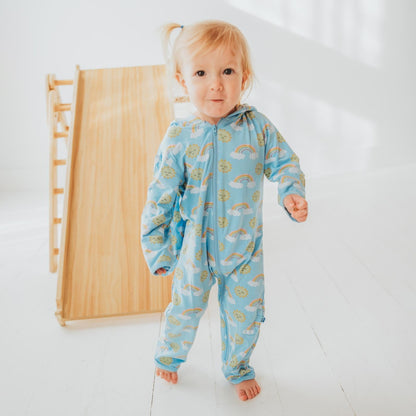 Print Bunny Romper in Sunshine and Rainbows