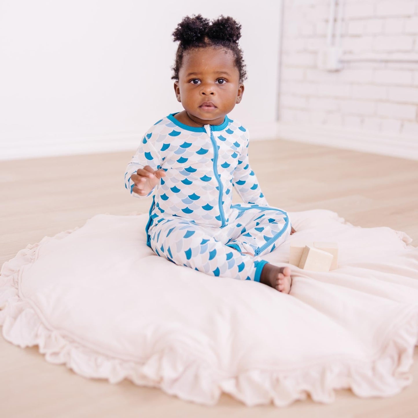 Print Coverall with 2 Way Zipper in Latte Scales
