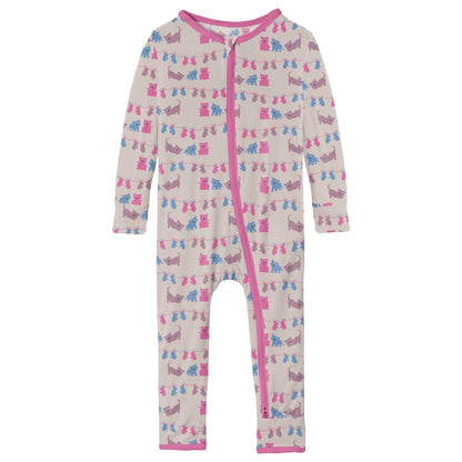 Print Coverall with 2 Way Zipper in Latte 3 Little Kittens