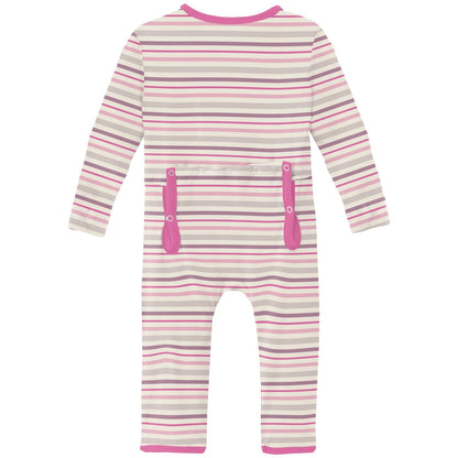 Print Coverall with 2 Way Zipper in Whimsical Stripe