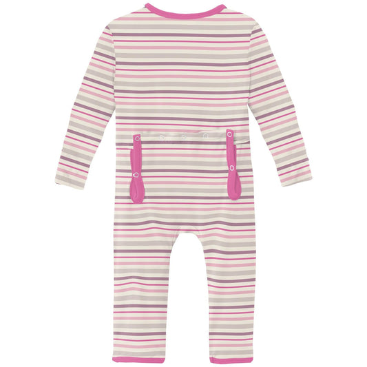 Print Coverall with 2 Way Zipper in Whimsical Stripe