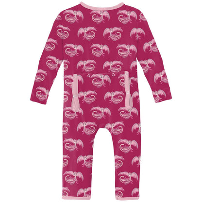 Print Coverall with 2 Way Zipper in Dragon Fruit Phoenix