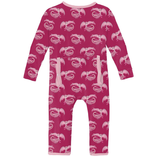 Print Coverall with 2 Way Zipper in Dragon Fruit Phoenix