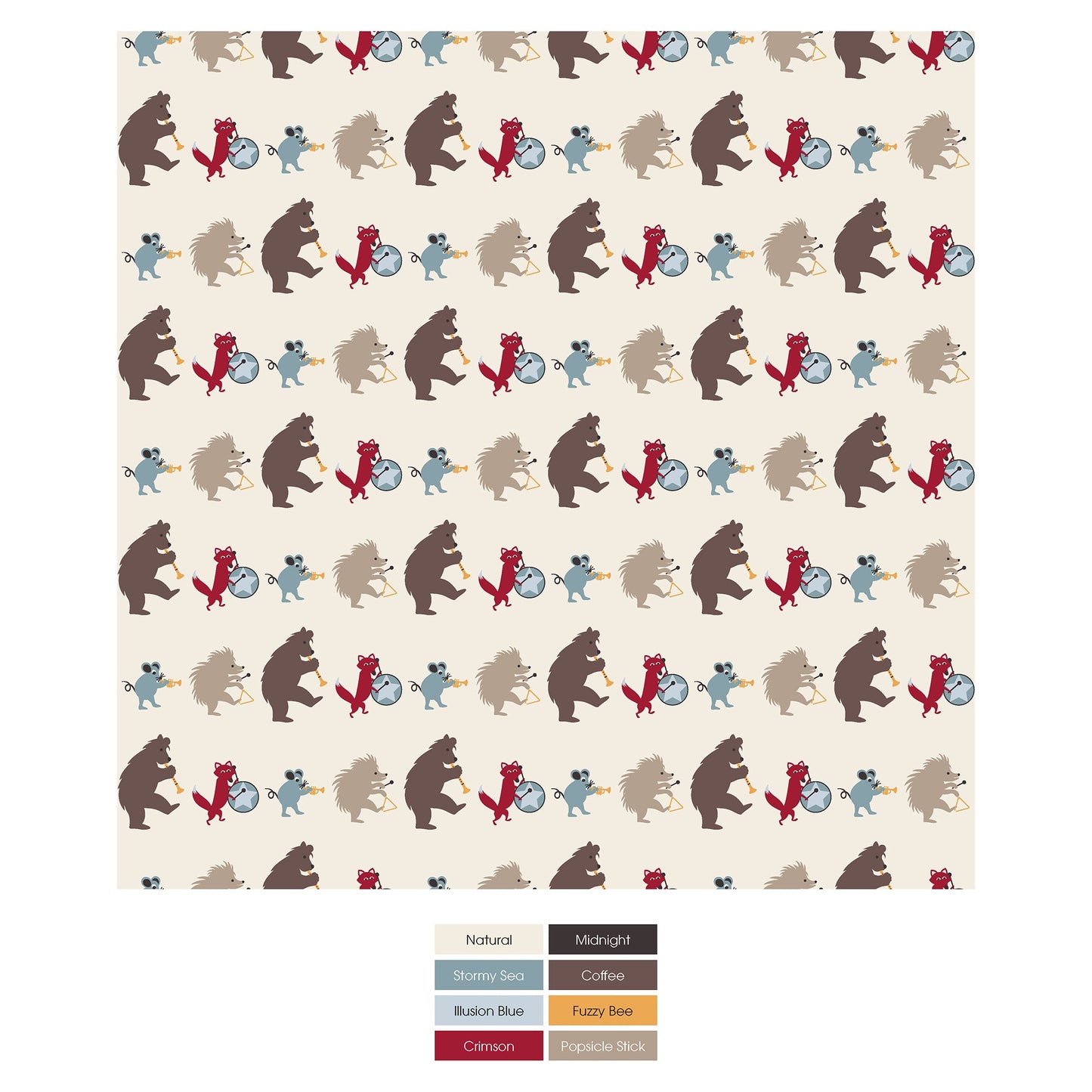 Print Convertible Sleeper with Zipper in Natural Marching Band
