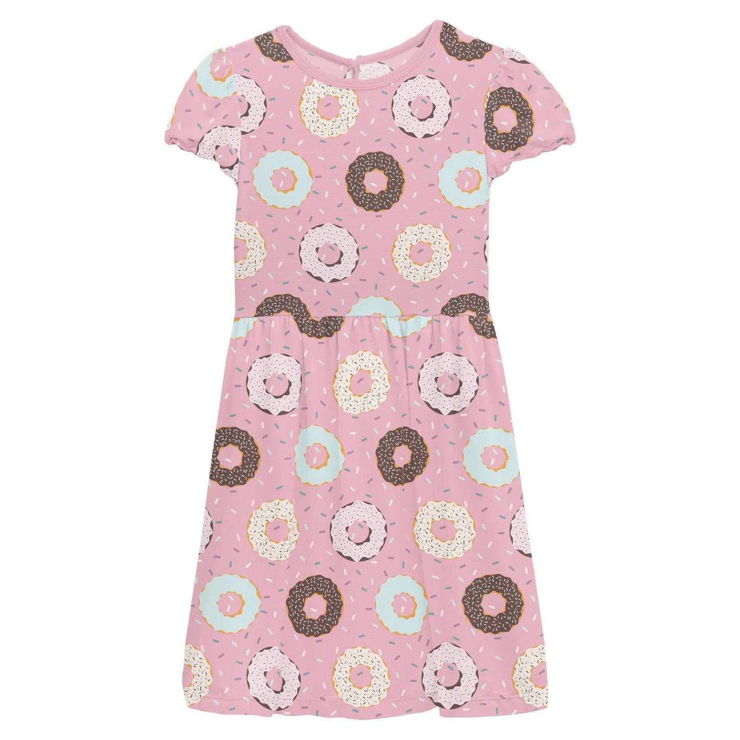 Print Flutter Sleeve Twirl Dress with Pockets in Cake Pop Donuts and Sprinkles